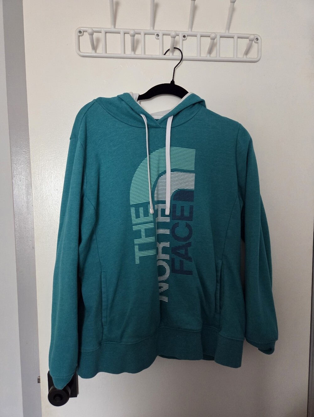 The North Face Heather Teal Vertical Half Dome Logo Pullover Hoodie XL Gorpcore